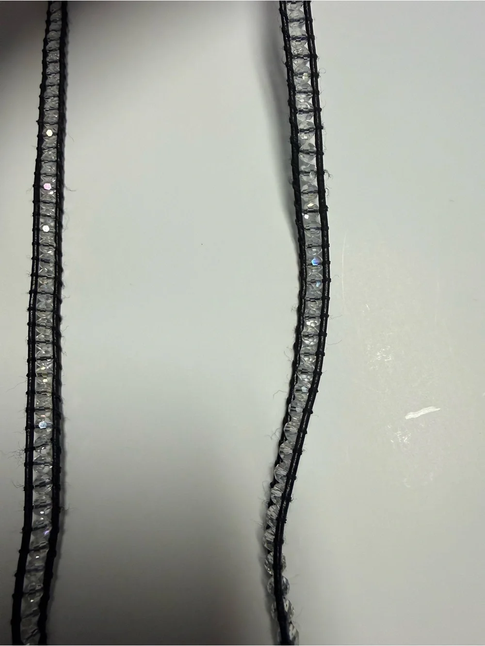 Crystal Beaded Wrap Bracelet Necklace - Black